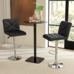 Adjustable PU Leather Bar Stools with Backrest and Swivel (Set of 2)