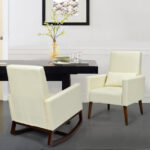 Dual-Use Upholstered Rocking Chair with Pillow and Sturdy Frame