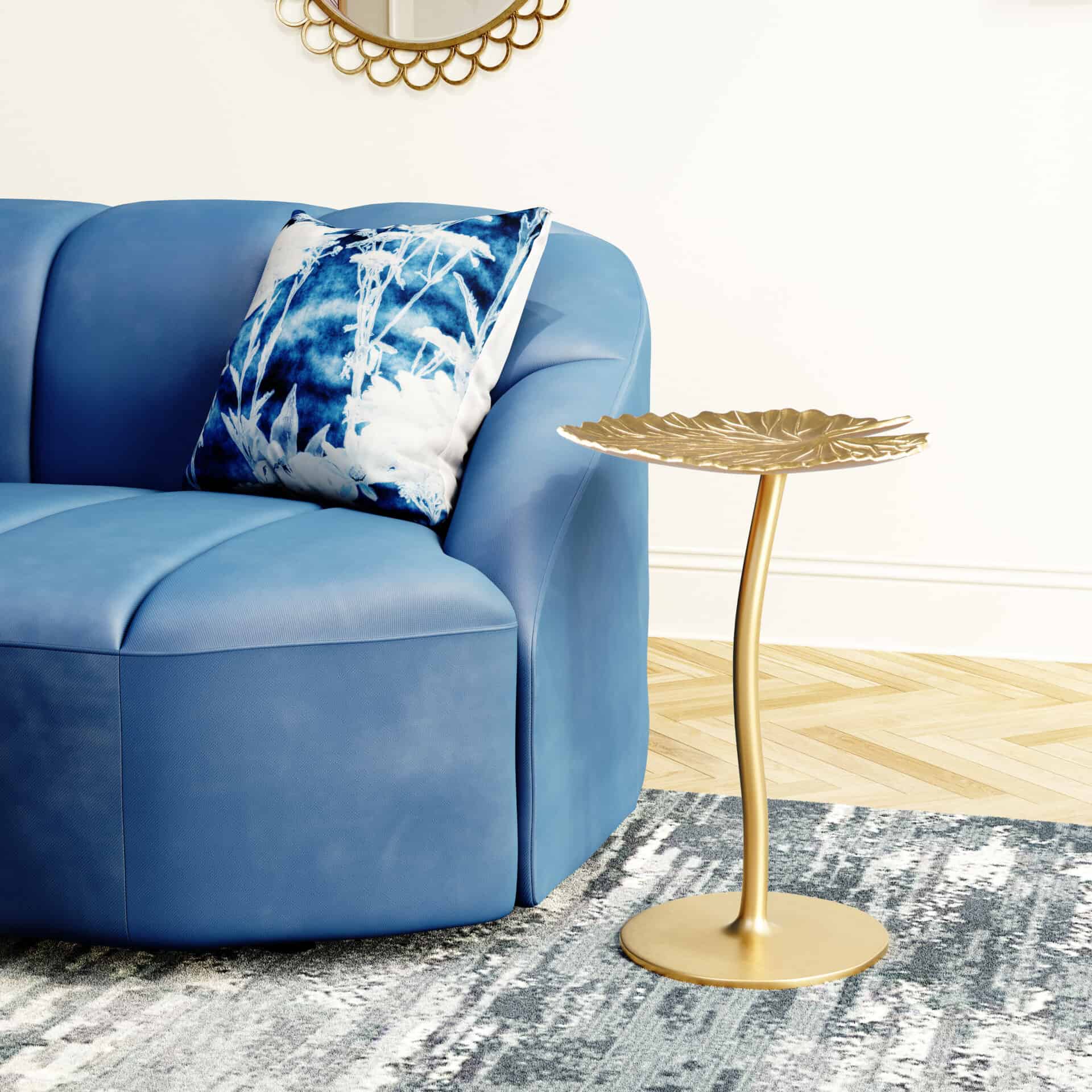 Gold Flower-Inspired Side Table with Curved Base and Textured Top 2 Gold Flower-Inspired Side Table with Curved Base and Textured Top - Image 2