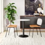Beige and Brown Dining Chair with Faux Leather and Steel Legs (Set of 2) 13 Beige and Brown Dining Chair with Faux Leather and Steel Legs (Set of 2)