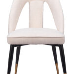 Ivory Dining Chair with Teddy Fabric and Steel Frame