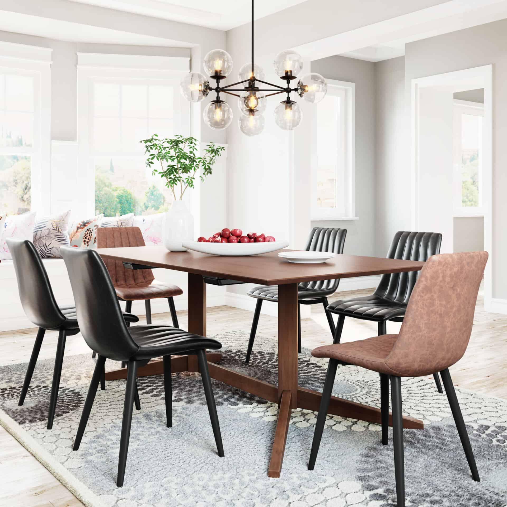 Mid-Century Black Metal Ceiling Lamp with Clear Glass Globes 2 Mid-Century Black Metal Ceiling Lamp with Clear Glass Globes - Image 2