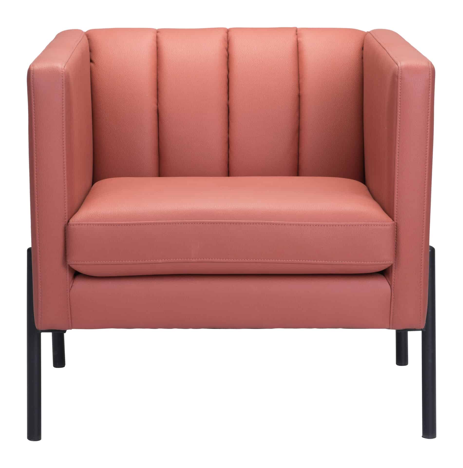 Mid-Century Modern Faux Leather Accent Chair with Steel Frame Brown 5 Mid-Century Modern Faux Leather Accent Chair with Steel Frame Brown - Image 5