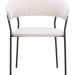 Cream Shearling Modern Dining Chair with Armrests and Steel Legs (Set of 2) 12 Cream Shearling Modern Dining Chair with Armrests and Steel Legs (Set of 2)