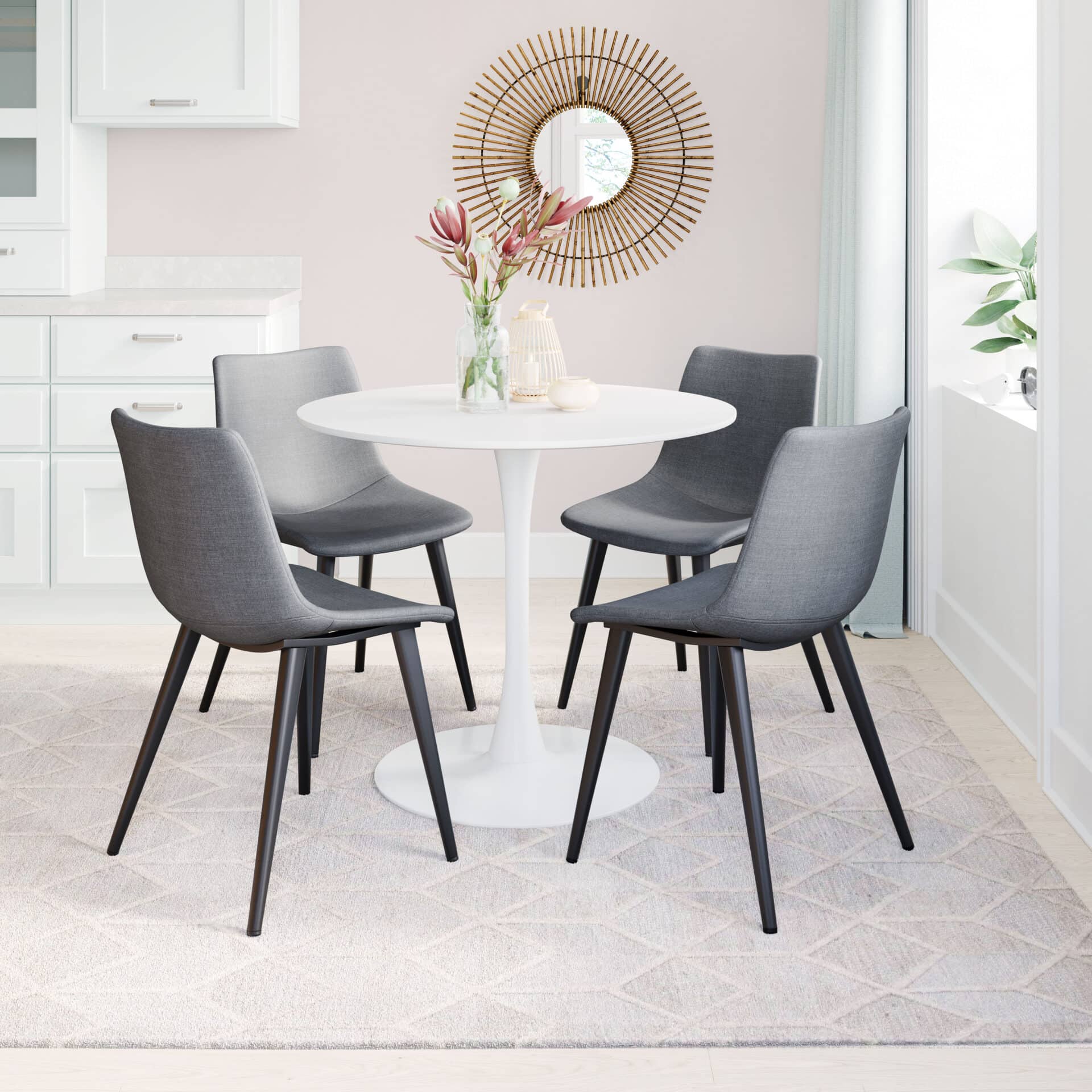 Modern Scoop Dining Chair with Steel Frame - Gray (Set of 2) 2 Modern Scoop Dining Chair with Steel Frame - Gray (Set of 2) - Image 2