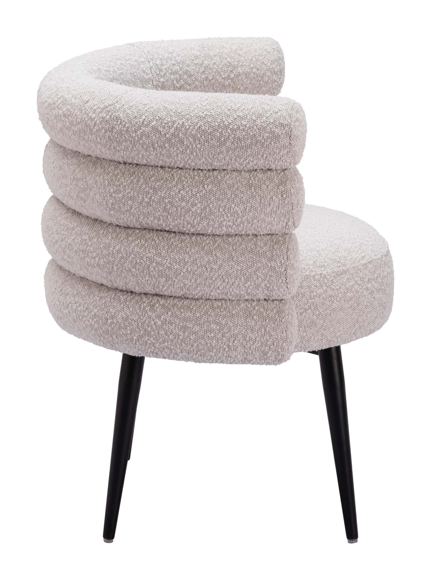 Teddy Fabric Dining Chair with Steel Frame in Misty Gray 2 Teddy Fabric Dining Chair with Steel Frame in Misty Gray - Image 2