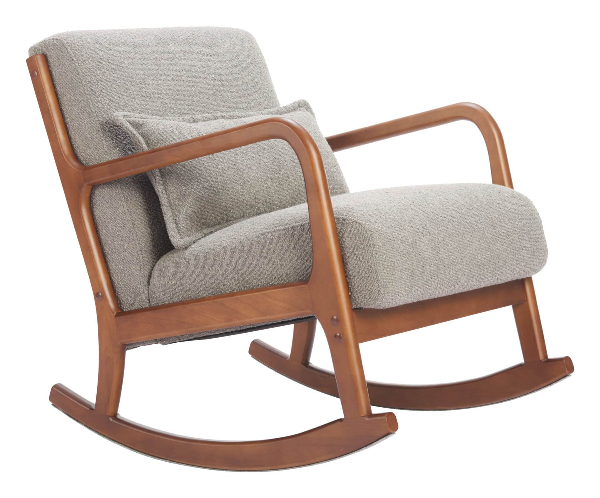 Modern Gray Rocking Chair with Rubberwood Legs and Armrest Support 1 Modern Gray Rocking Chair with Rubberwood Legs and Armrest Support