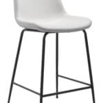 Mid-Century Modern White Counter Stool with Black Steel Frame 10 Mid-Century Modern White Counter Stool with Black Steel Frame