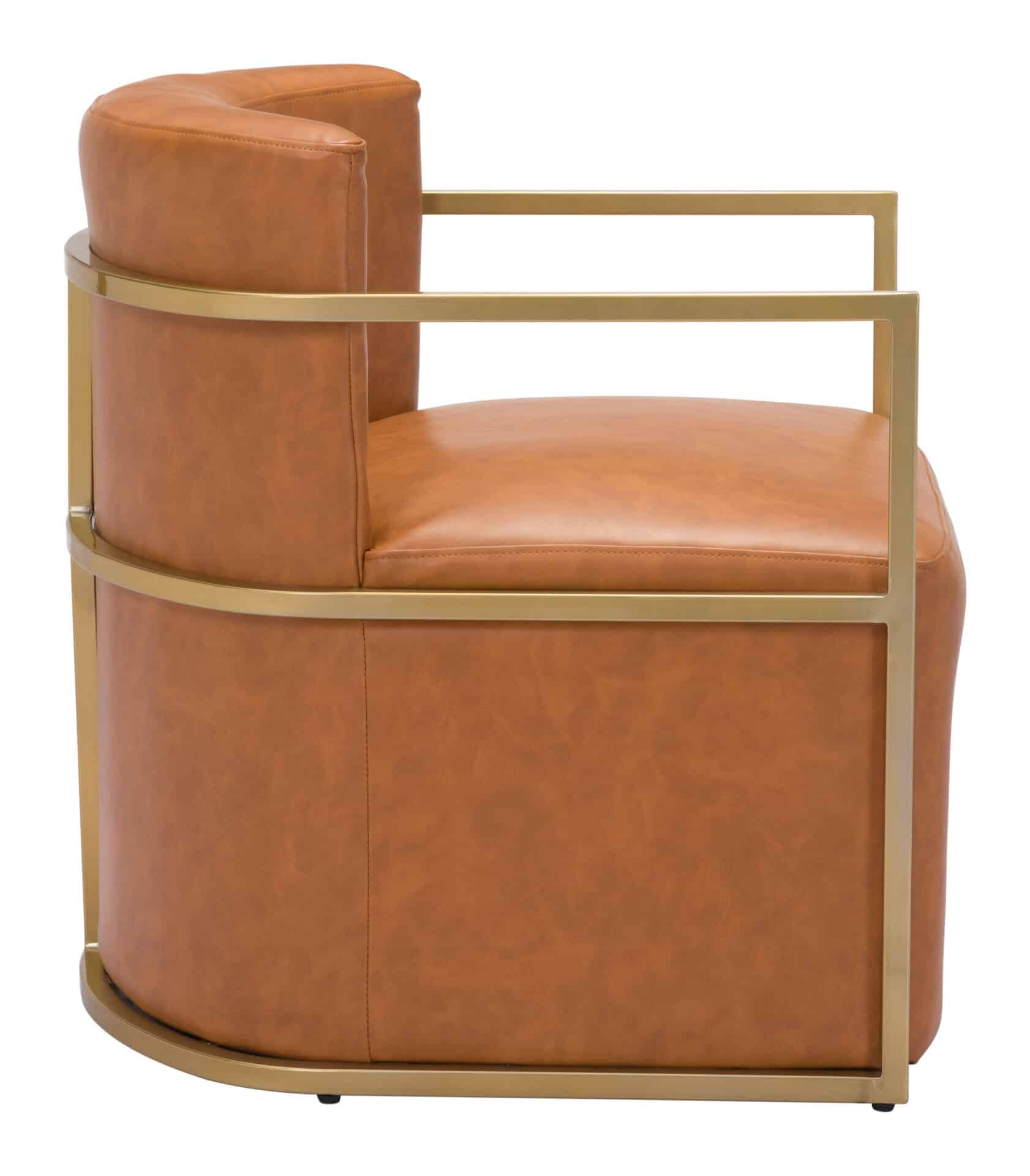 Modern Faux Leather Accent Chair with Brushed Steel Frame 3 Modern Faux Leather Accent Chair with Brushed Steel Frame - Image 3