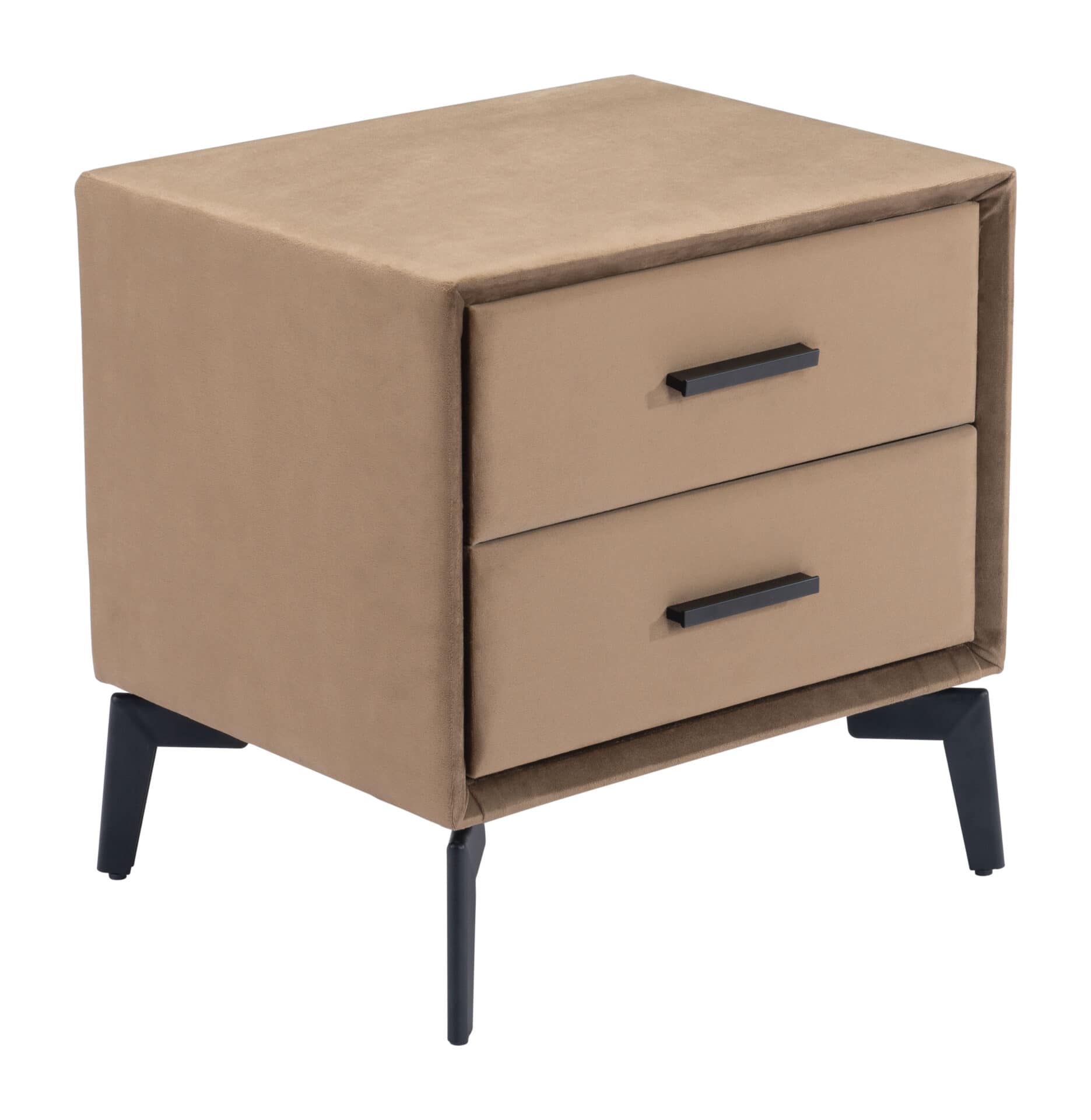 Modern Brown Side Table with Two Drawers and Steel Frame 2 Modern Brown Side Table with Two Drawers and Steel Frame - Image 2