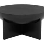 Black Mango Wood Coffee Table with Round Top and Rubber Feet 12 Black Mango Wood Coffee Table with Round Top and Rubber Feet