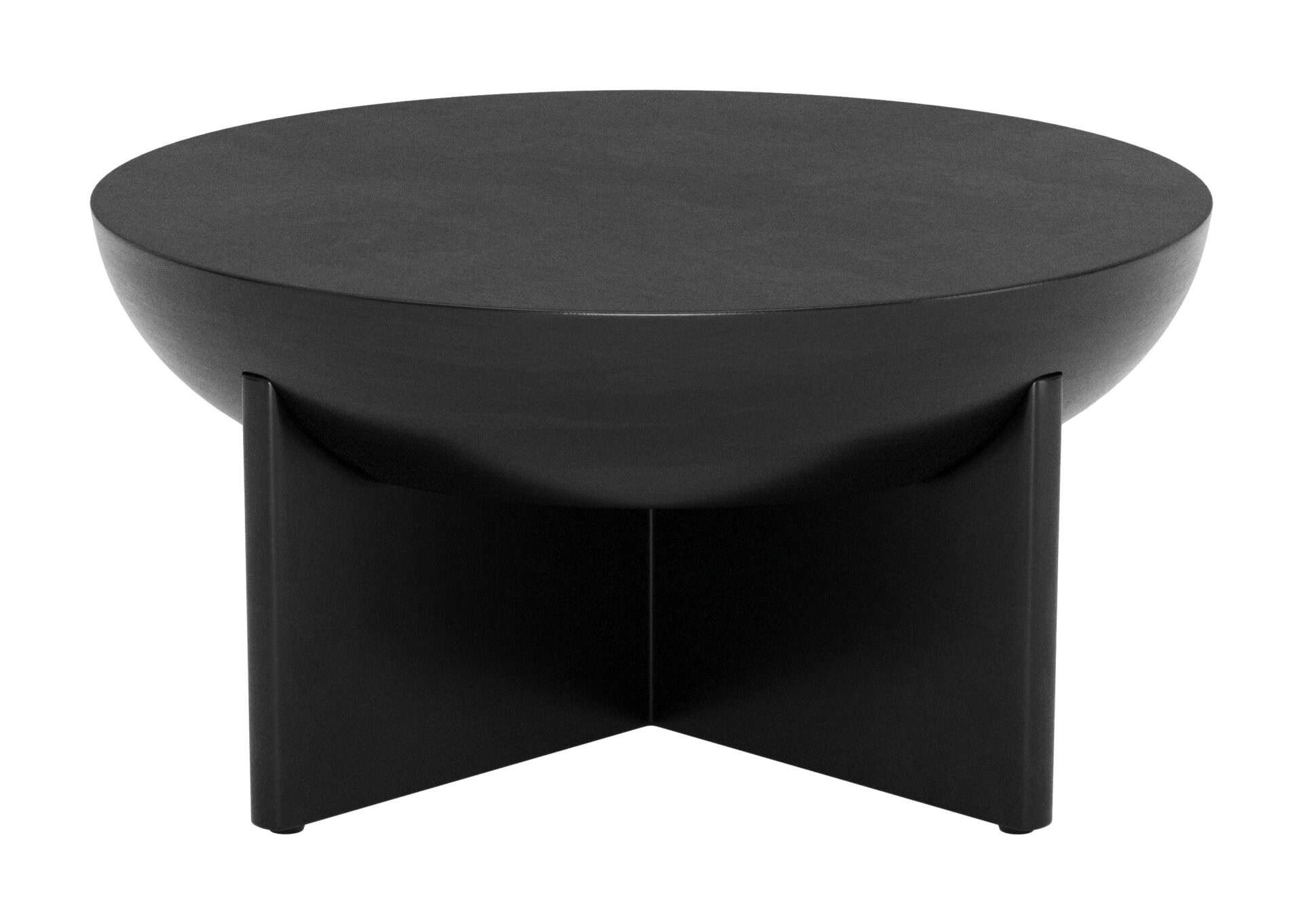 Black Mango Wood Coffee Table with Round Top and Rubber Feet 5 Black Mango Wood Coffee Table with Round Top and Rubber Feet - Image 5