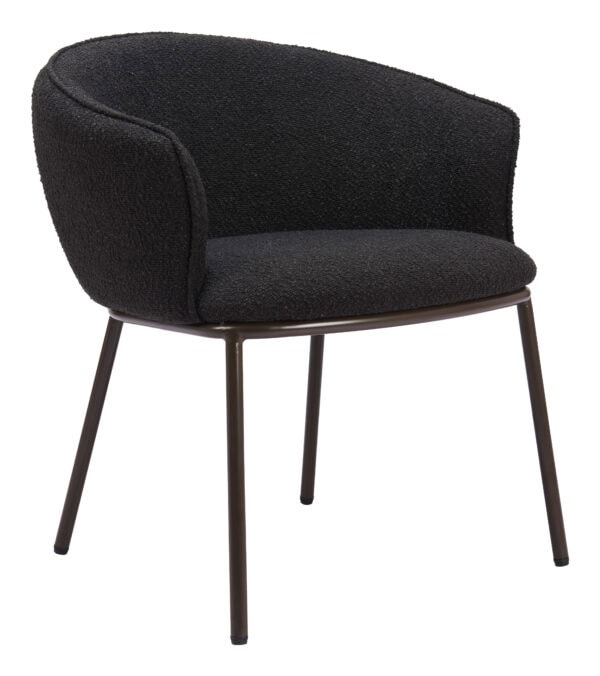 Modern Black Steel Frame Shearling Style Dining Chair