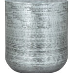 Antique Silver Side Table with Hand-Finished Round Top