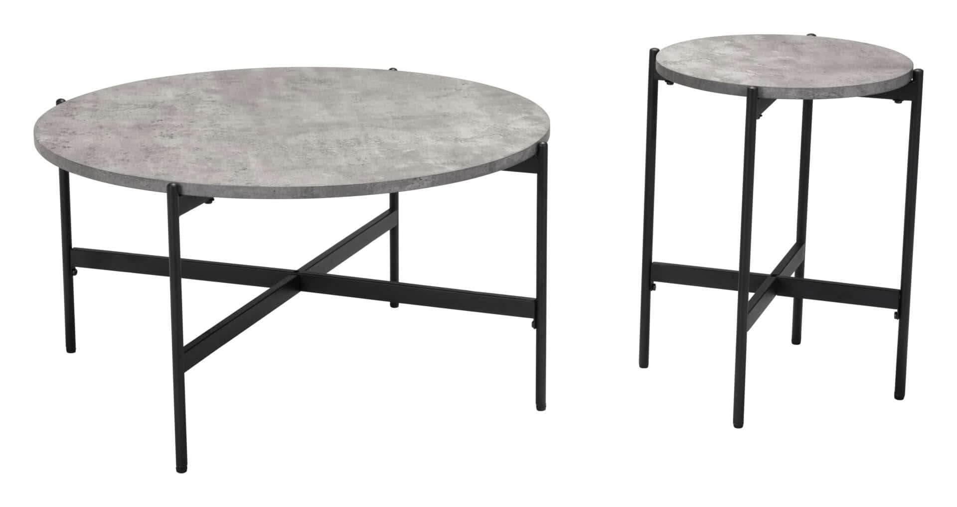Modern Gray and Black Round Coffee Table Set (2-Piece) 5 Modern Gray and Black Round Coffee Table Set (2-Piece) - Image 5