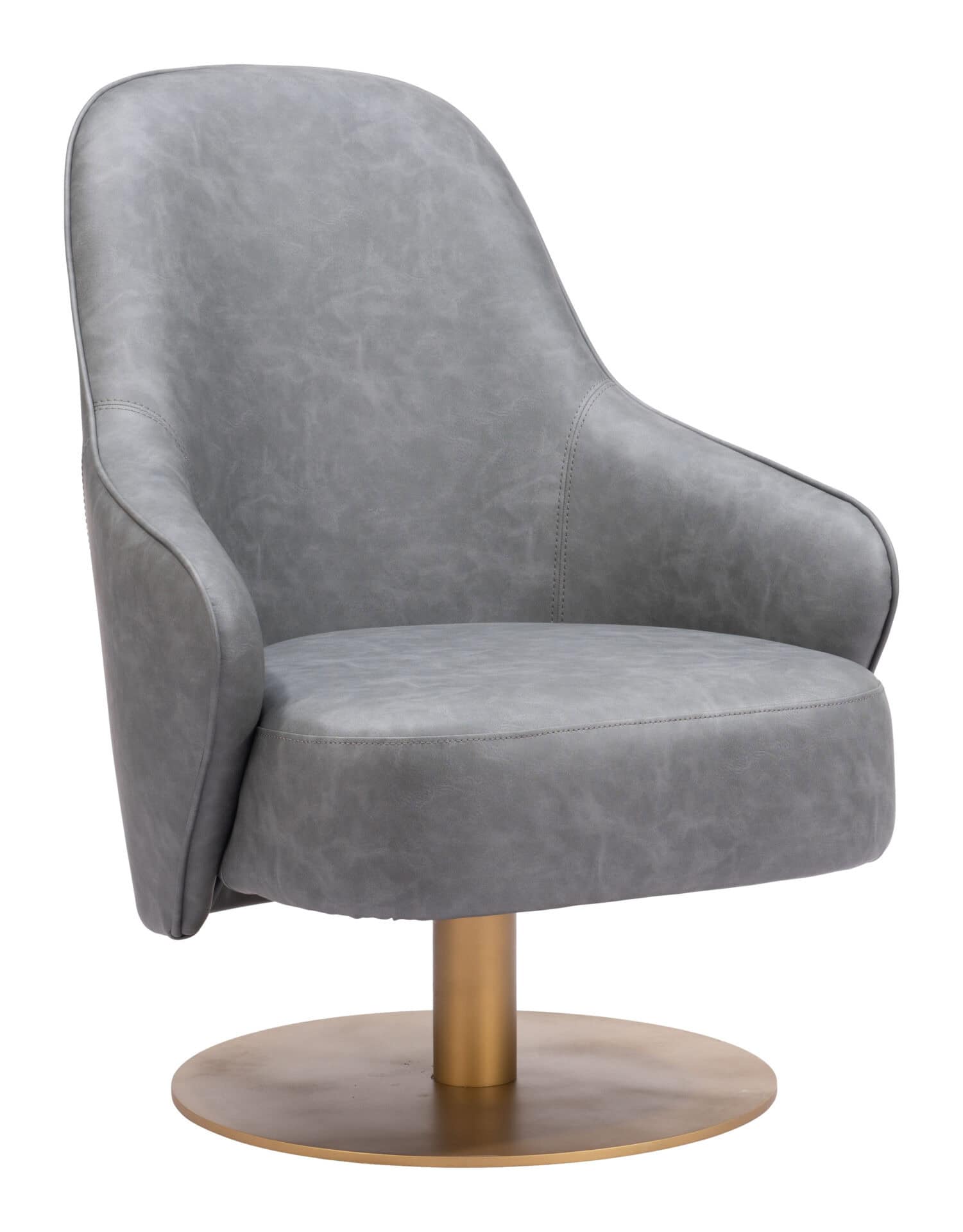 Gray Swivel Accent Chair with Faux Leather and Armrest Support 6 Gray Swivel Accent Chair with Faux Leather and Armrest Support - Image 6
