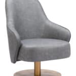 Gray Swivel Accent Chair with Faux Leather and Armrest Support 13 Gray Swivel Accent Chair with Faux Leather and Armrest Support