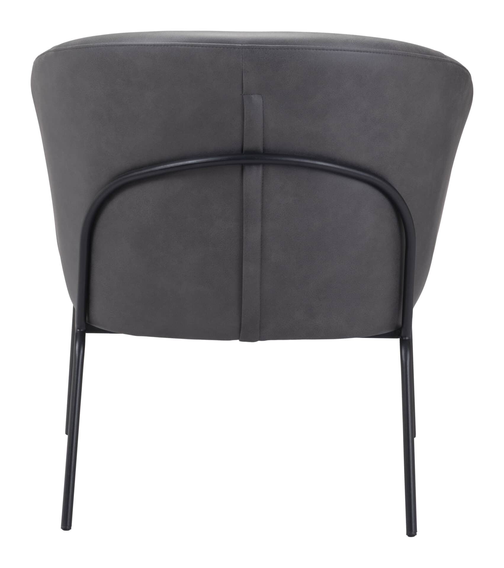 Boho Chic Faux Leather Accent Chair with Steel Legs Vintage Gray 6 Boho Chic Faux Leather Accent Chair with Steel Legs Vintage Gray - Image 6
