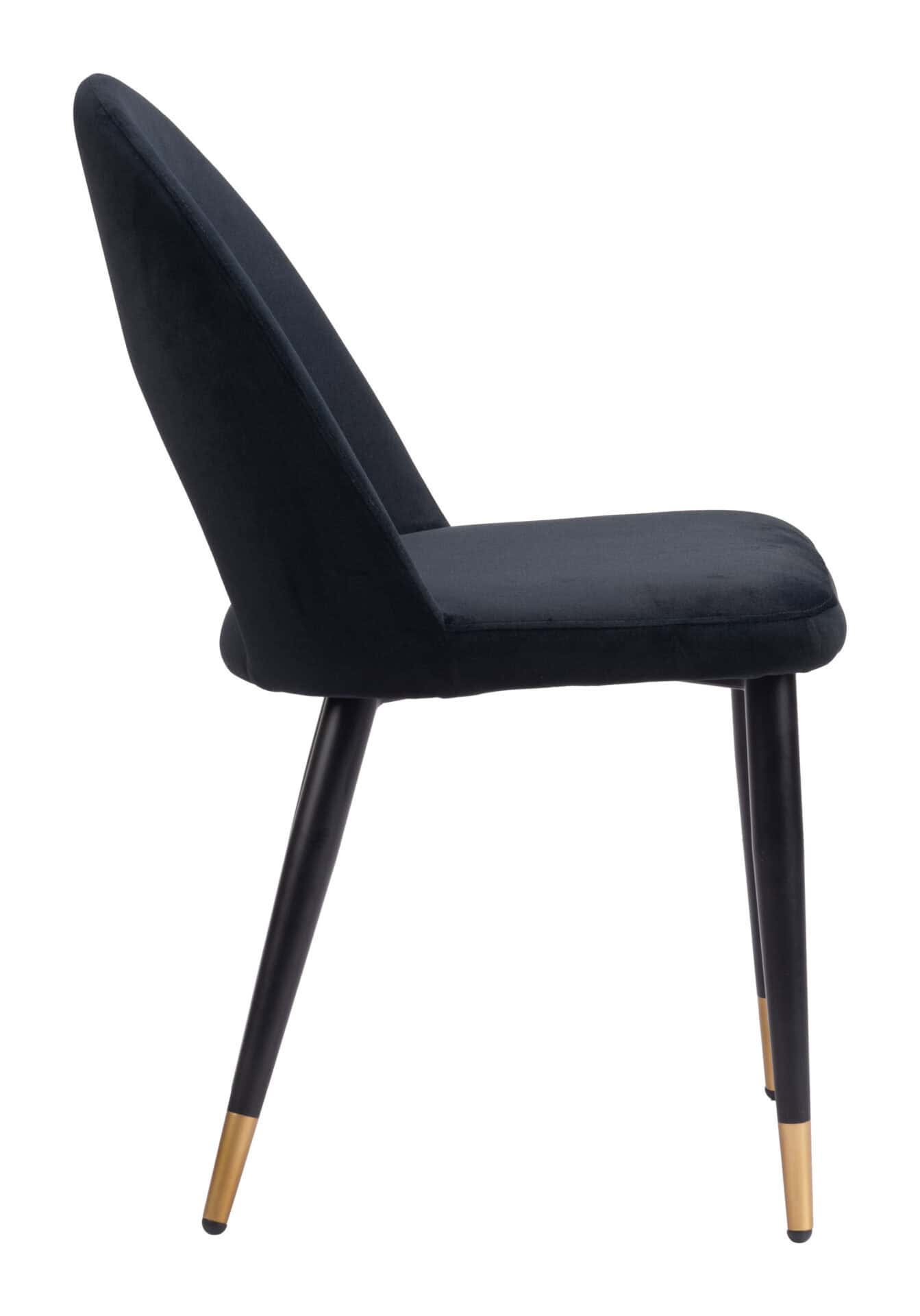 Modern Black Velvet Dining Chair with Steel Legs (Set of 2) 4 Modern Black Velvet Dining Chair with Steel Legs (Set of 2) - Image 4