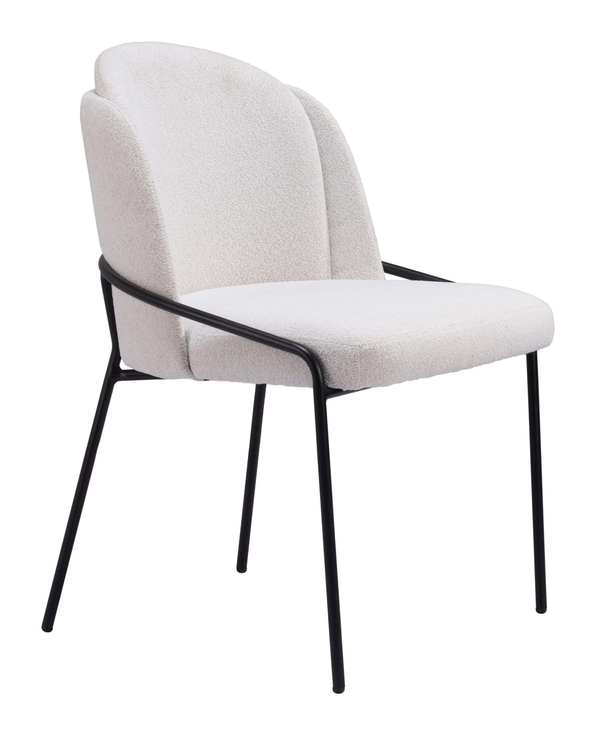 Ivory Teddy Fabric Dining Chair with Steel Legs (Set of 2) 13 Ivory Teddy Fabric Dining Chair with Steel Legs (Set of 2)