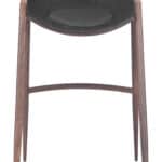 Mid Century Modern Black & Walnut Barstool with Footrest (Set of 2)