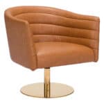 Modern Brown Swivel Accent Chair with Faux Leather and Tufted Seat 11 Modern Brown Swivel Accent Chair with Faux Leather and Tufted Seat