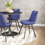 Blue Velvet Dining Chairs with Steel Frame and Tufted Seat (Set of 2) 9 Blue Velvet Dining Chairs with Steel Frame and Tufted Seat (Set of 2)
