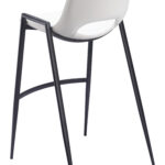 White Faux Leather Barstool with Armrest and Footrest (Set of 2)
