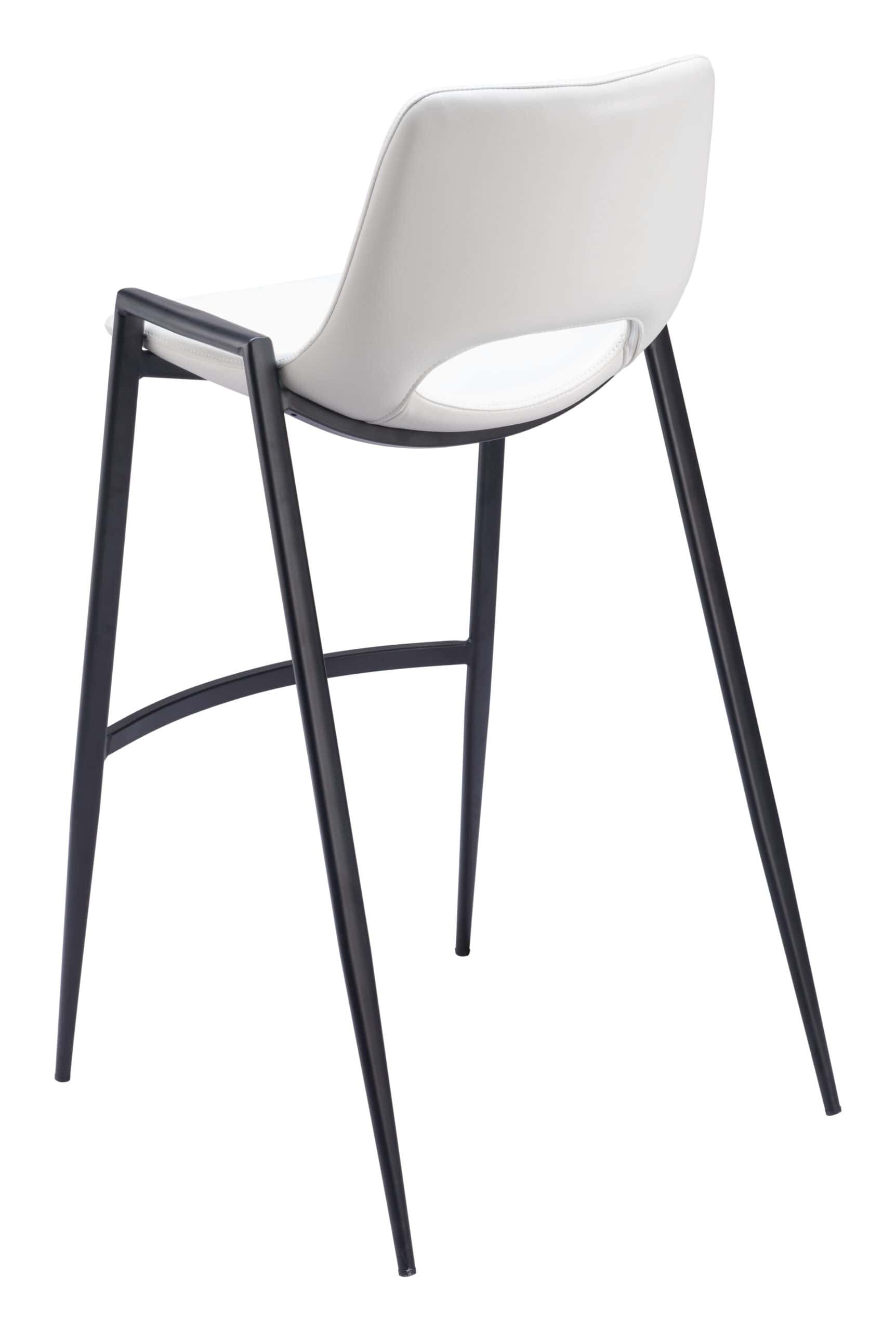 White Faux Leather Barstool with Armrest and Footrest (Set of 2)