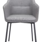 Gray Dining Chairs with Water-Resistant Fabric and Steel Frame (Set of 2)