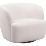 Ivory Shearling Style Swivel Chair with Armrest Support 13 Ivory Shearling Style Swivel Chair with Armrest Support
