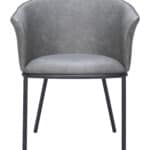 Modern Gray Dining Chair with Steel Frame and Faux Leather Upholstery 10 Modern Gray Dining Chair with Steel Frame and Faux Leather Upholstery