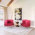 Bronze Steel Frame Round Side Table with Painted Wood Top