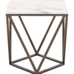 Modern Square End Table with Marble-Like Top and Bronze Base 12 Modern Square End Table with Marble-Like Top and Bronze Base