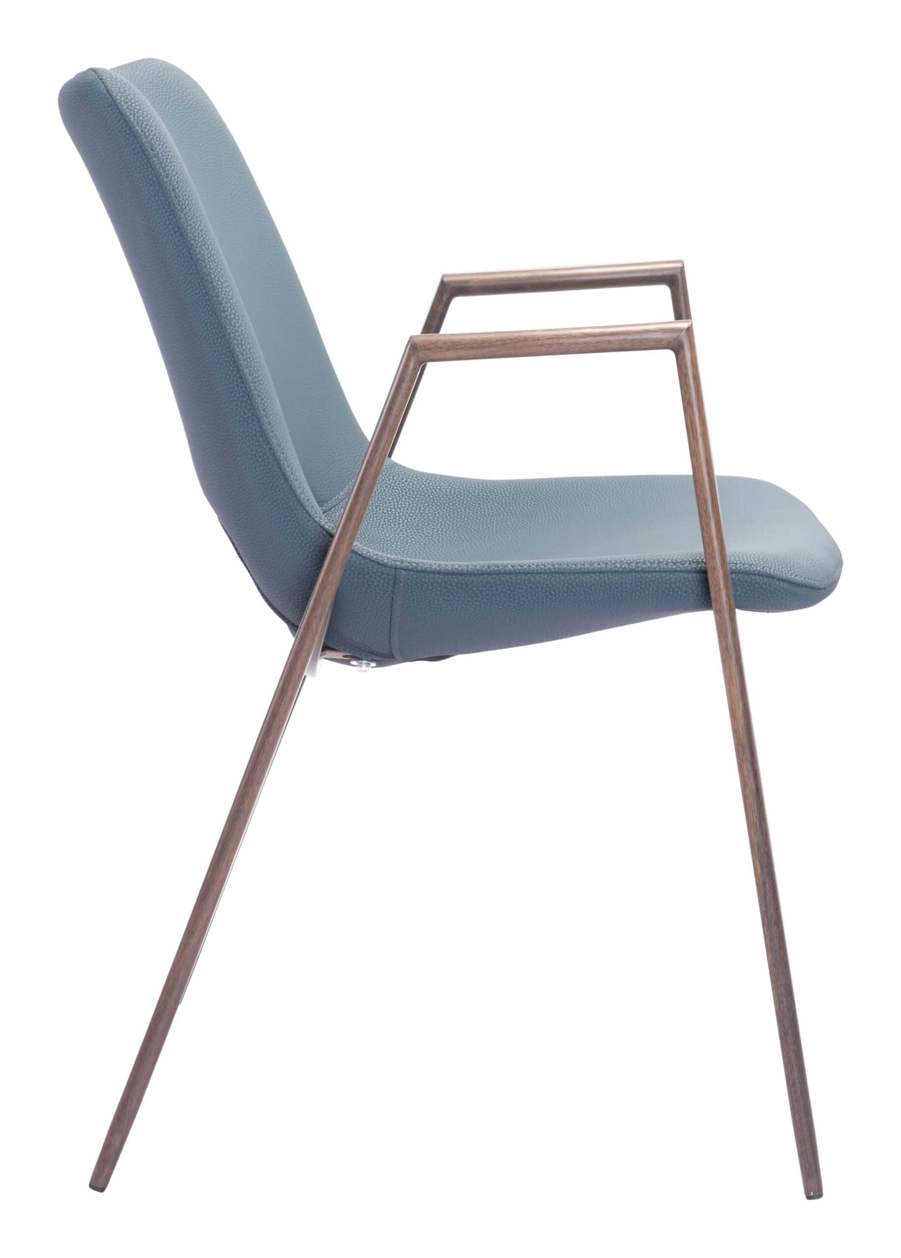 Mid Century Modern Dining Chair Faux Leather Walnut Legs (Set of 2)