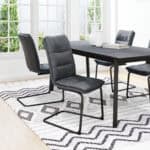 Vintage Black Faux Leather Dining Chair with Steel Legs (Set of 2) 10 Vintage Black Faux Leather Dining Chair with Steel Legs (Set of 2)