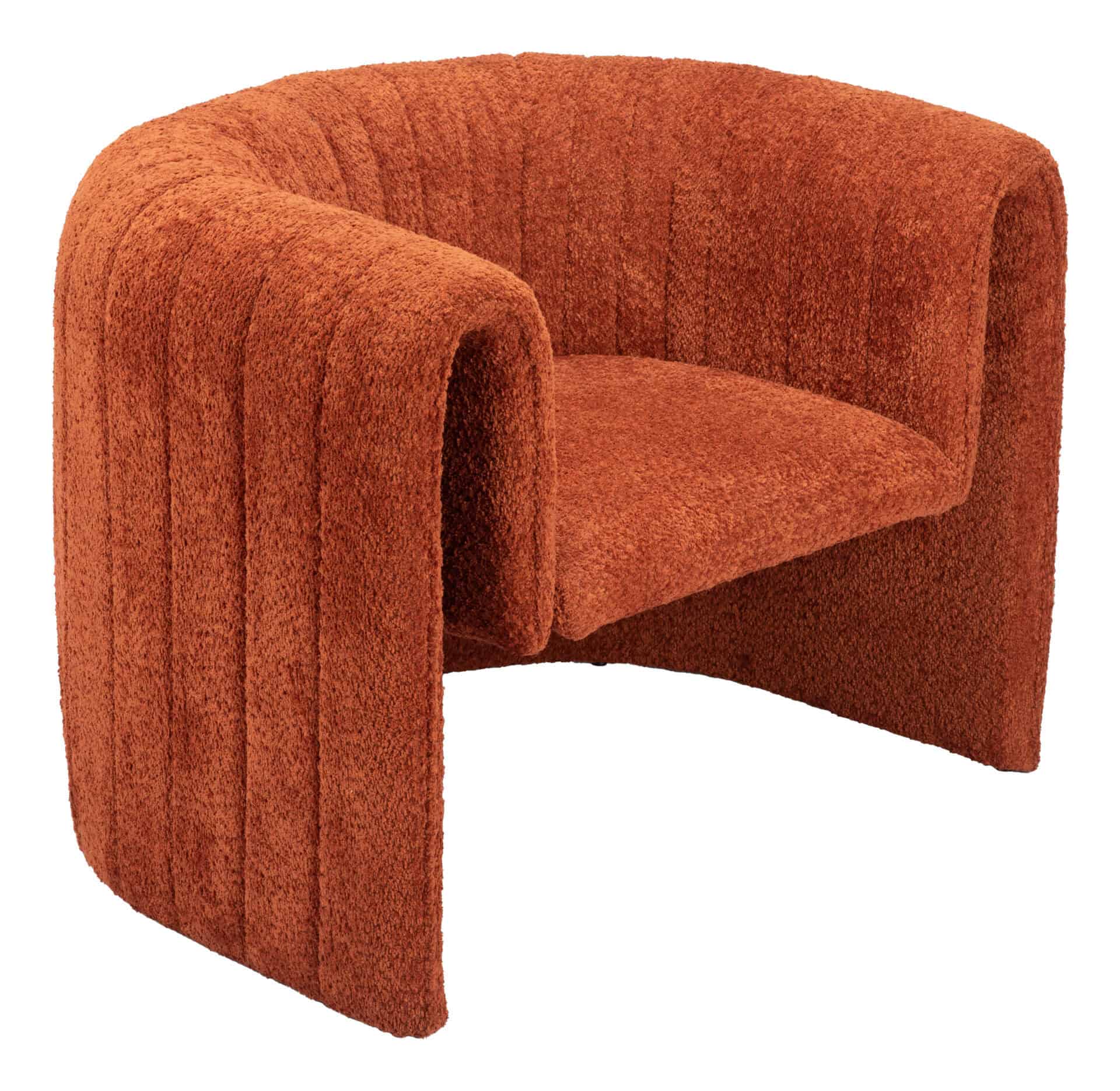 Burnt Orange Sherpa Accent Chair with Steel Frame and Armrests 6 Burnt Orange Sherpa Accent Chair with Steel Frame and Armrests - Image 6