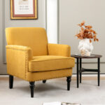 Modern Upholstered Accent Chair with Rubber Wood Legs