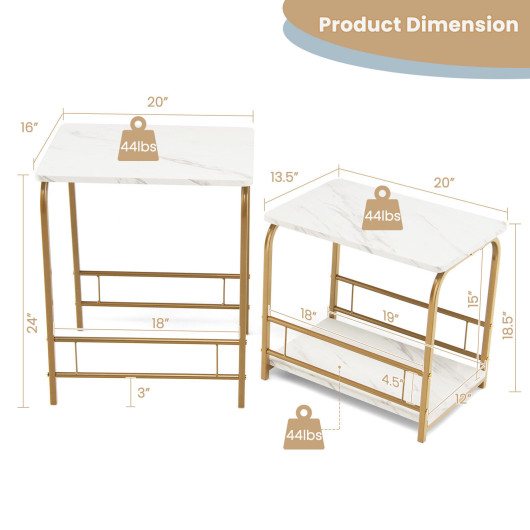 Faux Marble Nesting Side Tables with Storage for Small Spaces (Set of 2) 5 Faux Marble Nesting Side Tables with Storage for Small Spaces (Set of 2) - Image 5