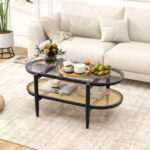 2-Tier Coffee Table with Glass Top and Acacia Wood Frame 23 2-Tier Coffee Table with Glass Top and Acacia Wood Frame