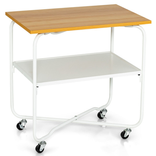 2-Tier Rolling End Table with Lockable Wheels and Shelf 3 2-Tier Rolling End Table with Lockable Wheels and Shelf - Image 3