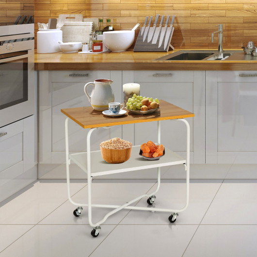 2-Tier Rolling End Table with Lockable Wheels and Shelf 1 2-Tier Rolling End Table with Lockable Wheels and Shelf