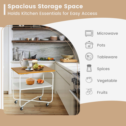 2-Tier Rolling End Table with Lockable Wheels and Shelf 7 2-Tier Rolling End Table with Lockable Wheels and Shelf - Image 7