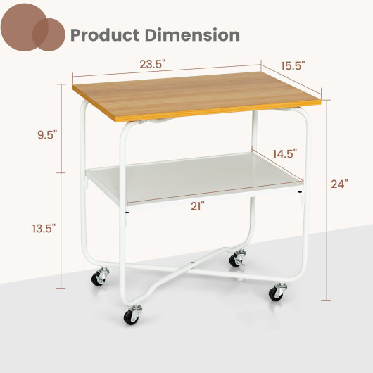 2-Tier Rolling End Table with Lockable Wheels and Shelf 5 2-Tier Rolling End Table with Lockable Wheels and Shelf - Image 5