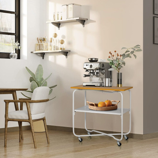 2-Tier Rolling End Table with Lockable Wheels and Shelf 2 2-Tier Rolling End Table with Lockable Wheels and Shelf - Image 2