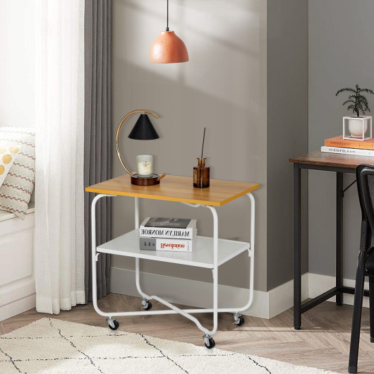 2-Tier Rolling End Table with Lockable Wheels and Shelf 6 2-Tier Rolling End Table with Lockable Wheels and Shelf - Image 6