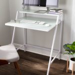 2-Tier White Contemporary Glass Top Desk 8 2-Tier White Contemporary Glass Top Desk