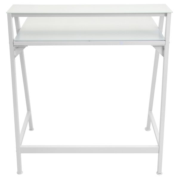 2 Tier White Contemporary Glass Top Desk 6