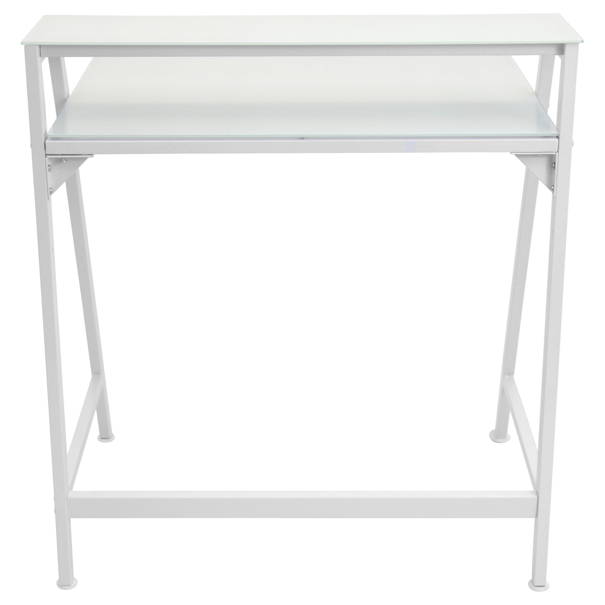 2-Tier White Contemporary Glass Top Desk 6 2-Tier White Contemporary Glass Top Desk - Image 6