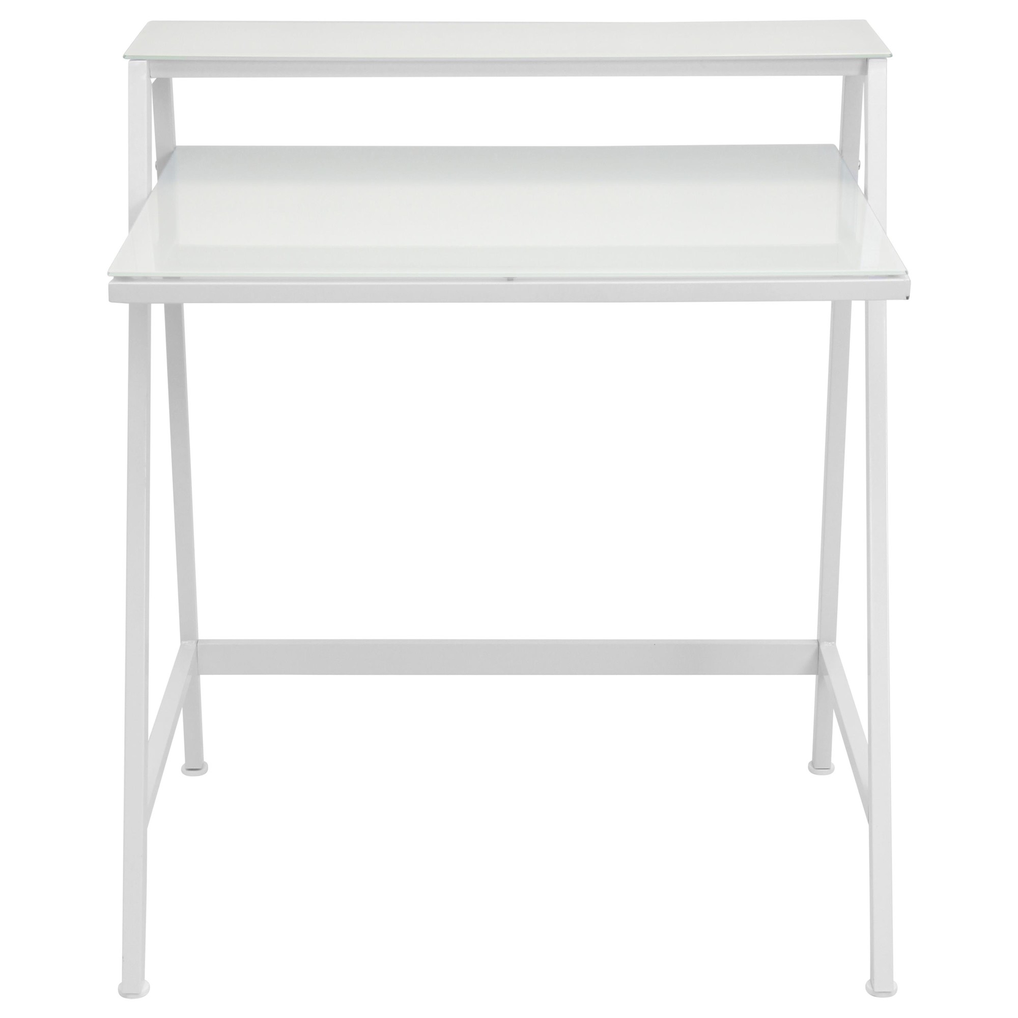 2-Tier White Contemporary Glass Top Desk 7 2-Tier White Contemporary Glass Top Desk - Image 7